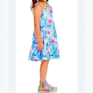 Tommy Bahama Girls Tropical print Sundress Ties at shoulders Size 7 Tiered